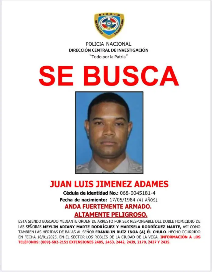 Sospechoso de doble homicidio en La Vega busca prófugo